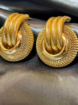 Large Gold Knot Earrings.