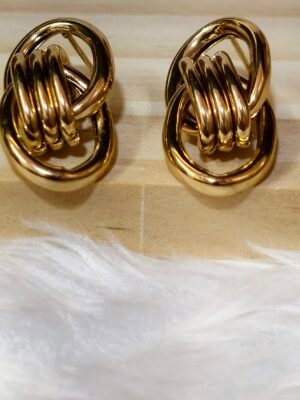 Gold Tone Twisted Knot Stud Earrings