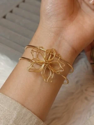 Open cuff flower bracelet