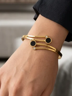 Black Enamel gold bracelet