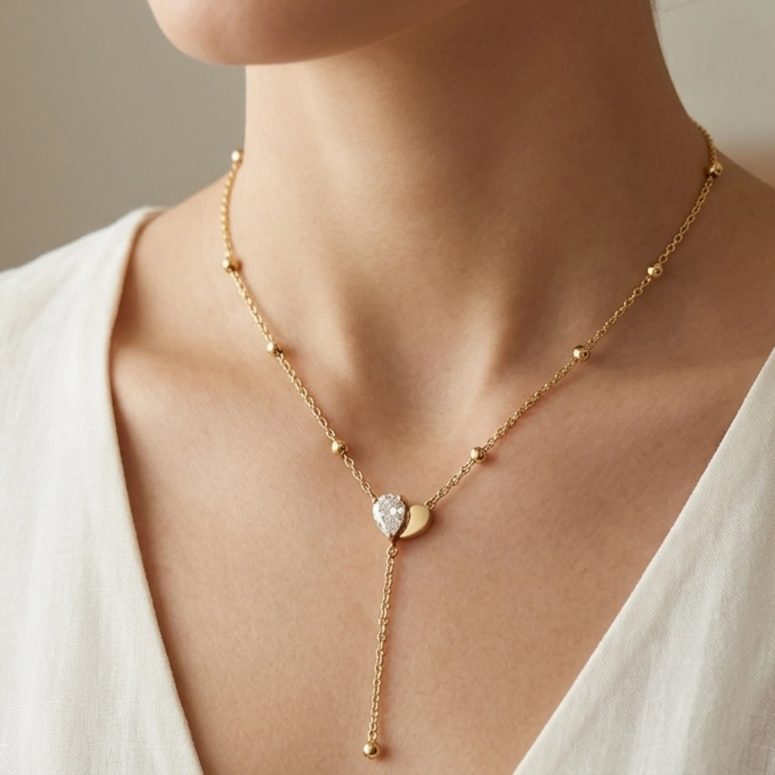Heart stone necklace - Anti-tarnish - Image 2