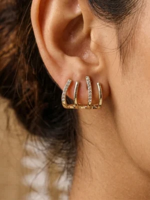 Multi-line Stud Earrings ( anti-tarnish)