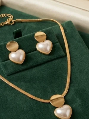 Heart Pearl Snake Chain : Anti-tarnish