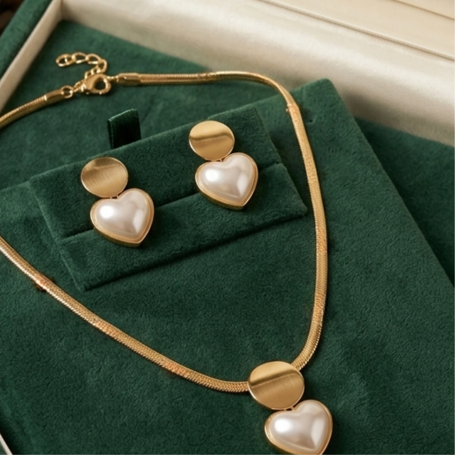 Heart Pearl Snake Chain : Anti-tarnish