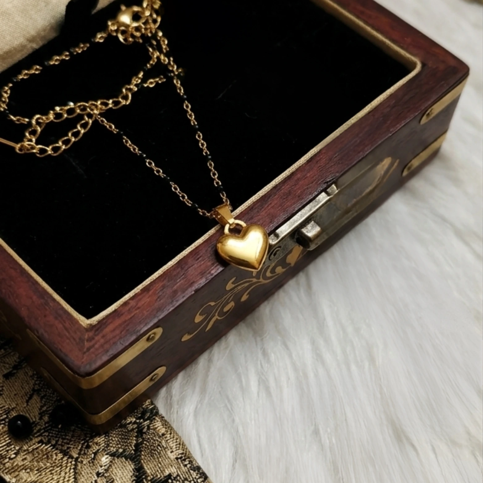 Elegant Golden Heart Mangalsutra Chain – Modern Daily Wear Black Bead Necklace : Anti-tarnish - Image 2