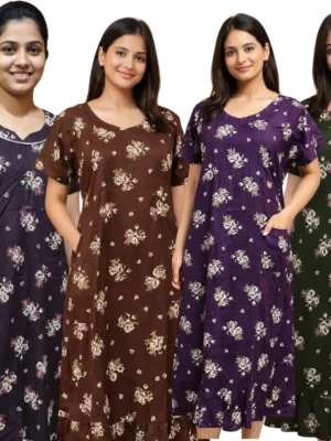 Minah26 Floral Print Feeding Frock nightwear : Cotton