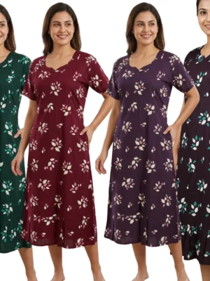 Minah26 Leaf Print Feeding Frock nightwear : Cotton