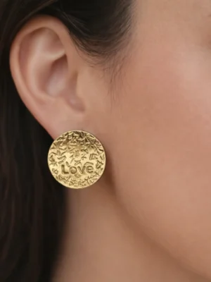 Textured Statement gold stud : Anti-tarnish