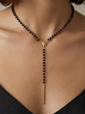 Black beaded Y-necklace