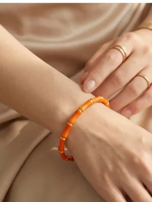 Anti Tarnish Minakari Bamboo Kada for Women Orange