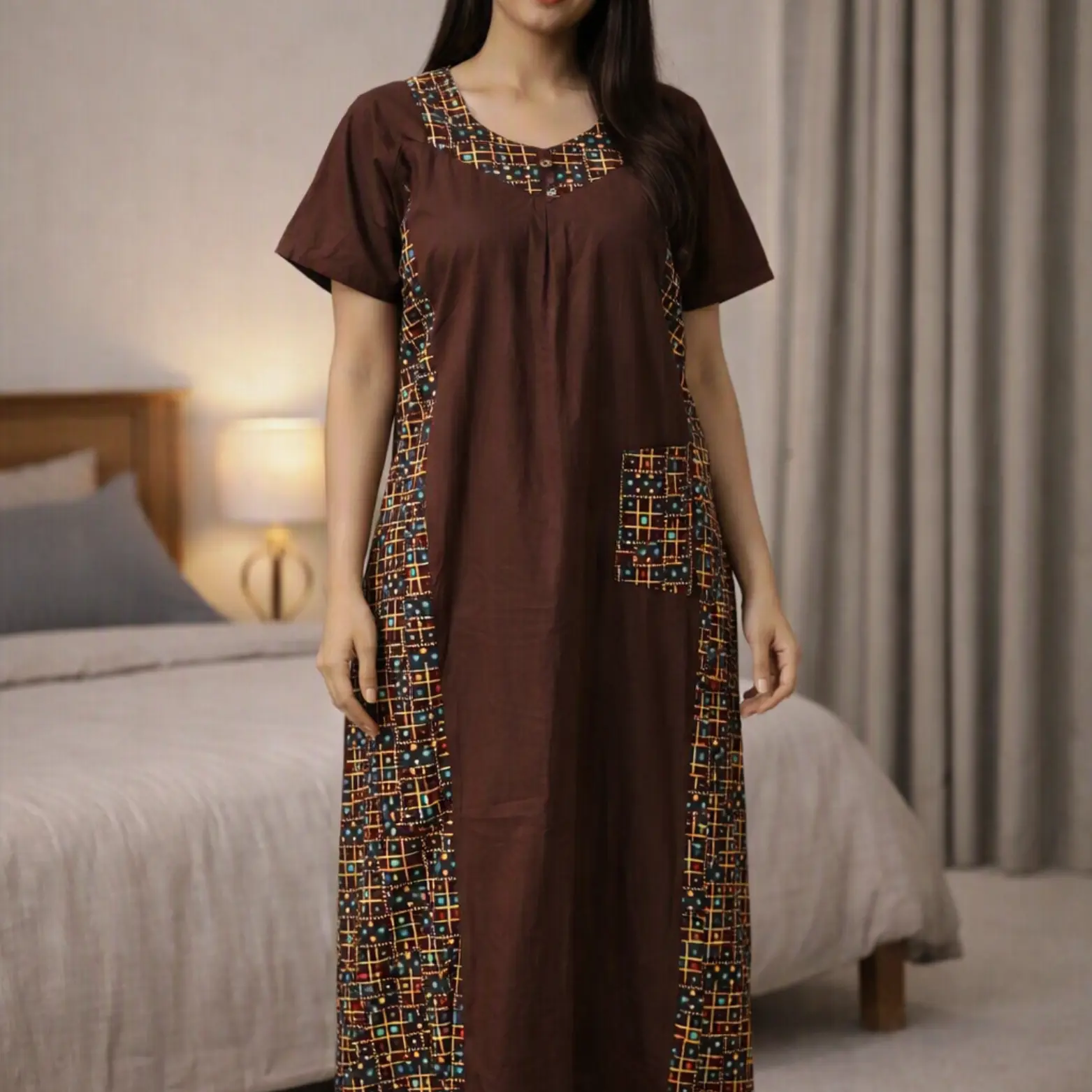 Brown Elegance with Geometric Charm
