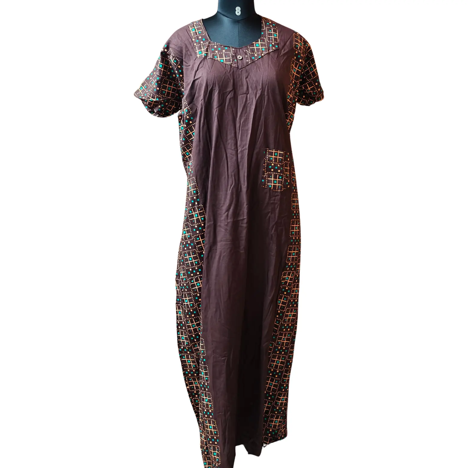 Brown Elegance with Geometric Charm - Image 2