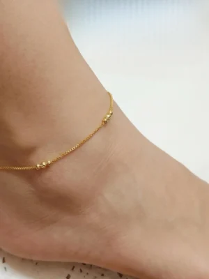 Minimalist Gold-Plated Bead Chain Anklet