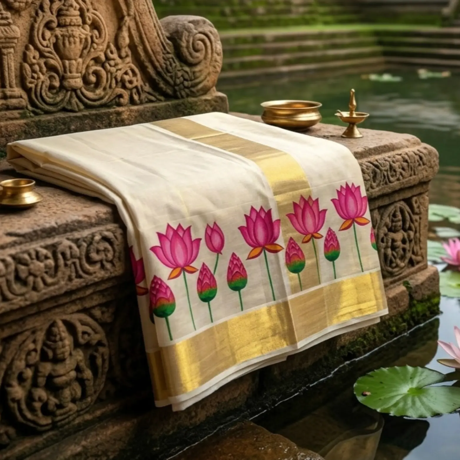 TISSUE LOTUS SET SAREE - Image 2