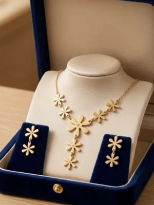 Floral stainless steel gold plated jewelerry