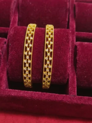 Gold-plated cubic AD Stone  mesh bangles: SET OF 2