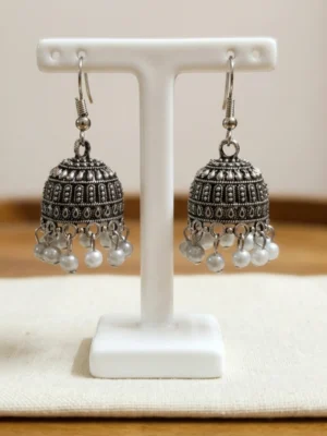 Oxidized silver jhumka earrings
