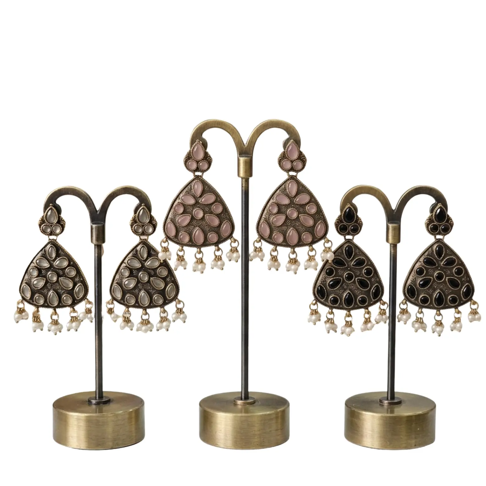 Kundan triangular jhumka