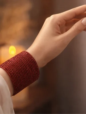 Red Glitter Metal Enamel Bangle