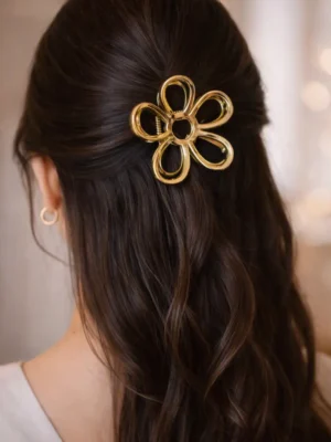 Elegance in Every Twist — The Golden Bloom Metal Clutcher